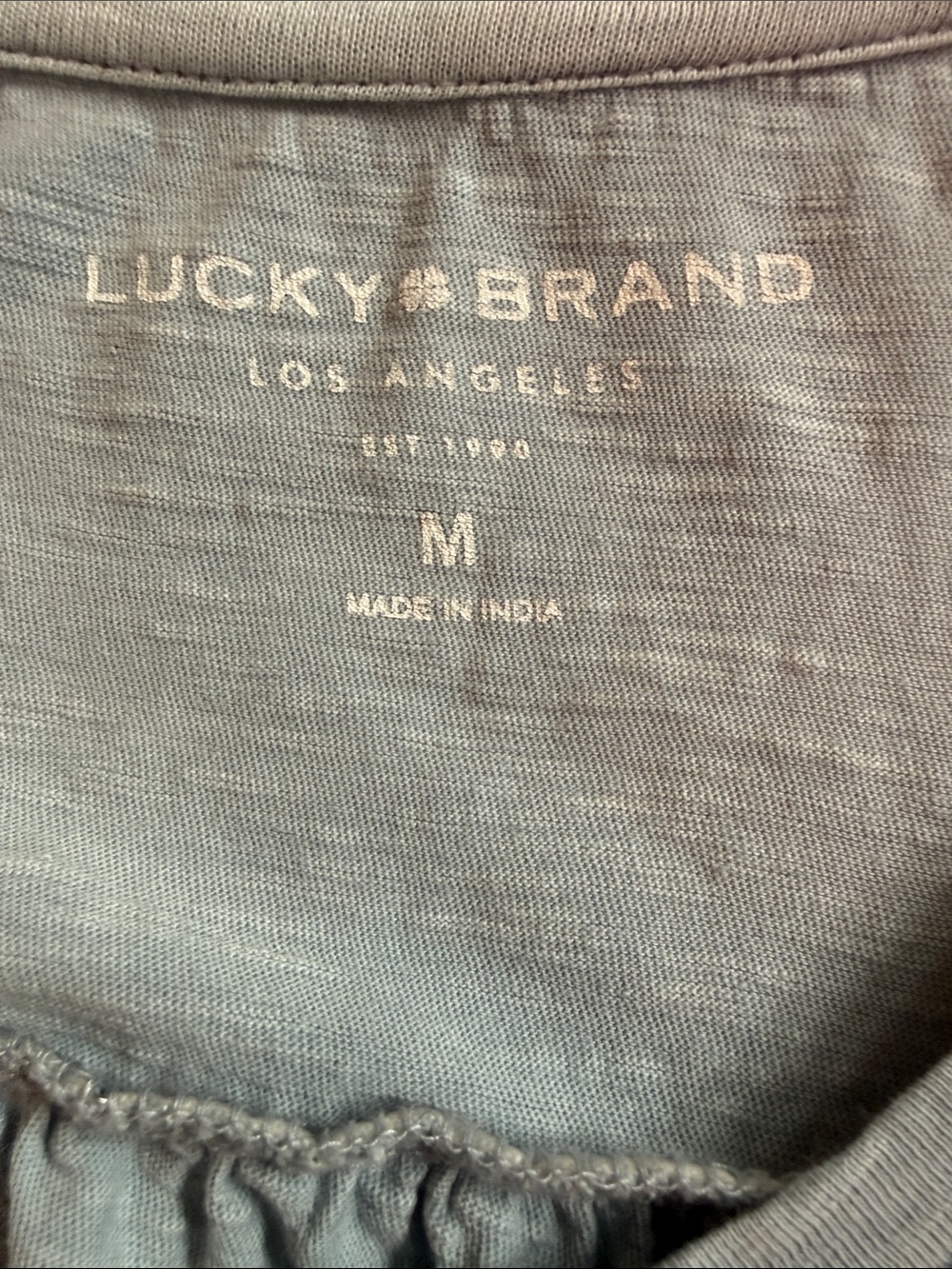 Lucky Brand Grayish Blue Embroidered Flutter-Sleeve Top - Picture 3 of 3